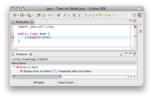 Eclipse JDT with error in problems view